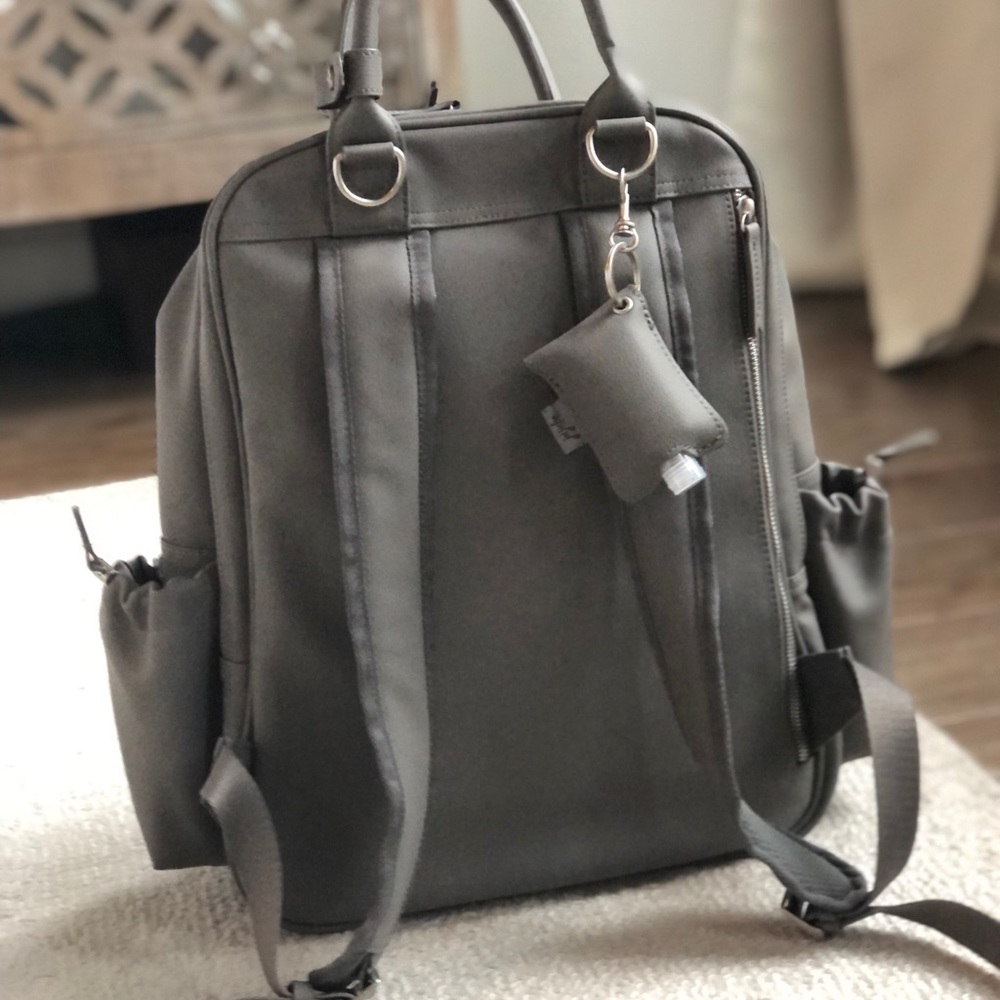 Jujube million pockets backpack diaper bag, vegan leather, grey - Picture 2 of 10
